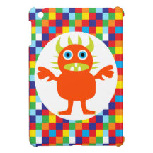 Funny Orange Monster Creature Bright Colour Blocks