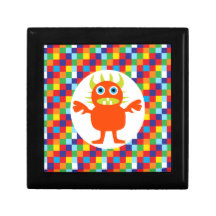 Funny Orange Monster Creature Bright Colour Blocks Jewelry Boxes