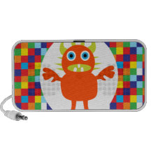 Funny Orange Monster Creature Bright Colour Blocks Laptop Speaker