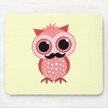 funny owl with moustache mouse pad