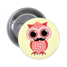 funny owl with moustache pin