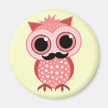 funny owl with moustache refrigerator magnet