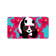 Funny Panda Bear Beach Bum Cool Sunglasses Tropics Personalized Address Labels