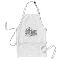 funny party animal hippos in suds cartoon apron