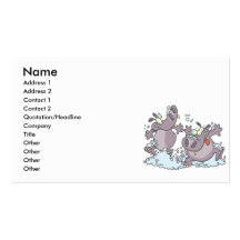funny party animal hippos in suds cartoon business card template