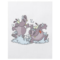funny party animal hippos in suds cartoon flyers