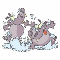 funny party animal hippos in suds cartoon acrylic cut outs