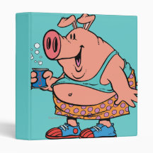 funny party animal pig hog cartoon 3 ring binder