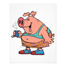 funny party animal pig hog cartoon personalized invitation