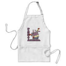 funny party animal rhino cartoon apron