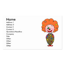 Funny party clown with orange hair business card templates