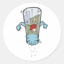 funny pepper shaker cartoon character round stickers