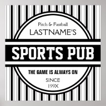 Funny Personalized Custom Bar Sign Sports Pub Posters