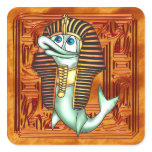 Funny Pharaoh Fish Square Stickers