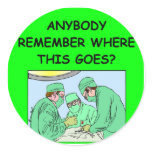 funny physician joke round stickers