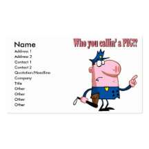funny pig cartoon cop policeman business card templates