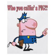 funny pig cartoon cop policeman flyer design