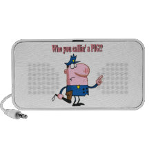 funny pig cartoon cop policeman laptop speaker