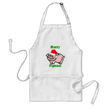 Funny pig Christmas Apron