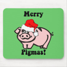 Funny pig Christmas Mousepads