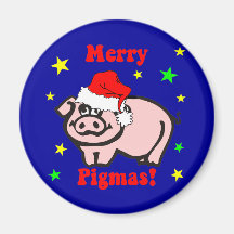 Funny pig Christmas Refrigerator Magnets