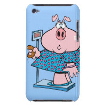 funny pig on a diet eating a doughnut on a scale barely there iPod cover