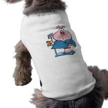 funny pig on a diet eating a doughnut on a scale dog tee