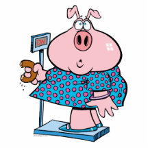 funny pig on a diet eating a doughnut on a scale photo sculptures