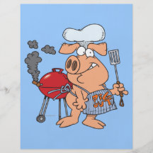 funny pig out BBQ barbecue piggy pig Full Color Flyer