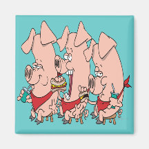 funny pig out party piggy cartoon fridge magnets