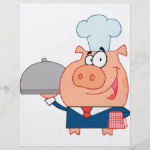funny piggy pig waiter wearing chefs hat custom flyer