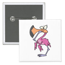 funny pink flamingo with foot in mouth