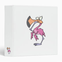 funny pink flamingo with foot in mouth vinyl binders