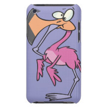 funny pink flamingo with foot in mouth iPod touch case