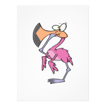 funny pink flamingo with foot in mouth personalized invitations