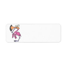 funny pink flamingo with foot in mouth custom return address labels