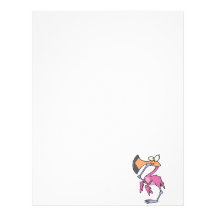 funny pink flamingo with foot in mouth letterhead design