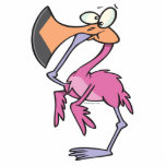 funny pink flamingo with foot in mouth photo cutouts