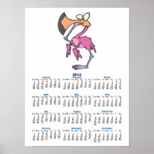 funny pink flamingo with foot in mouth poster