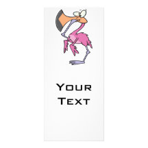 funny pink flamingo with foot in mouth rack cards