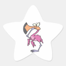 funny pink flamingo with foot in mouth stickers