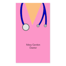 Funny Pink Scrubs and Stethoscope Medical Doctor Business Card