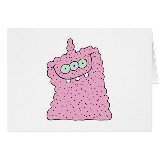 funny pink three-eyed monster cards