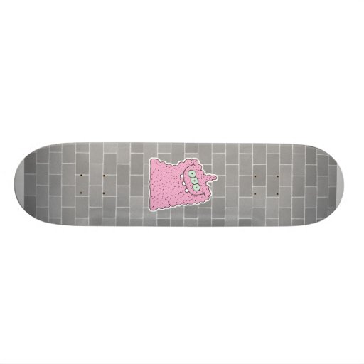 funny pink three-eyed monster custom skateboard