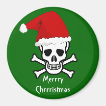 Funny Pirate Merry Christmas Greeting Arrrgh Matey Fridge Magnet