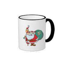 funny pirate santa and xmas parrot cartoon mug