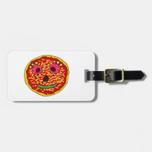 Funny pizza face travel bag tag