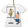 funny police officer showing ganster suspect ornaments
