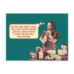 Funny Postcard - Retro Housewife Sleepytime Cake