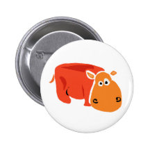 Funny Primitive Art Hippo Button